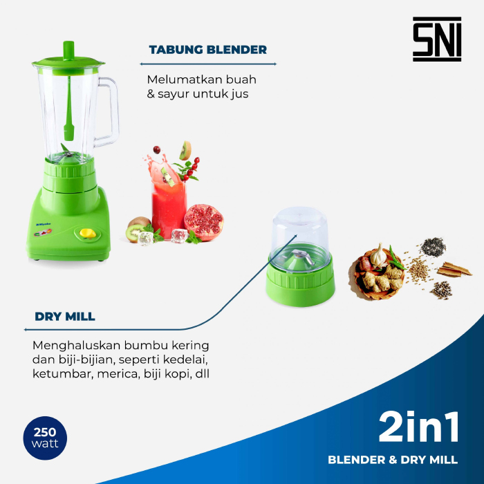Miyako Blender Plastik 1 Liter 2in1 - BL301PL | BL-301 PL